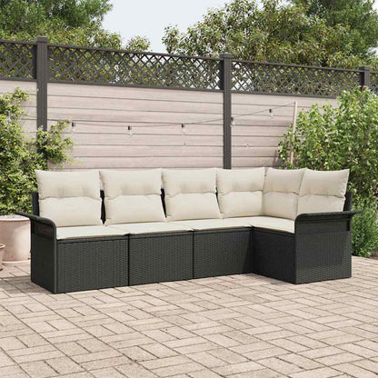 Set Divano da Giardino 5 pz Nero polyrattan | homemem39