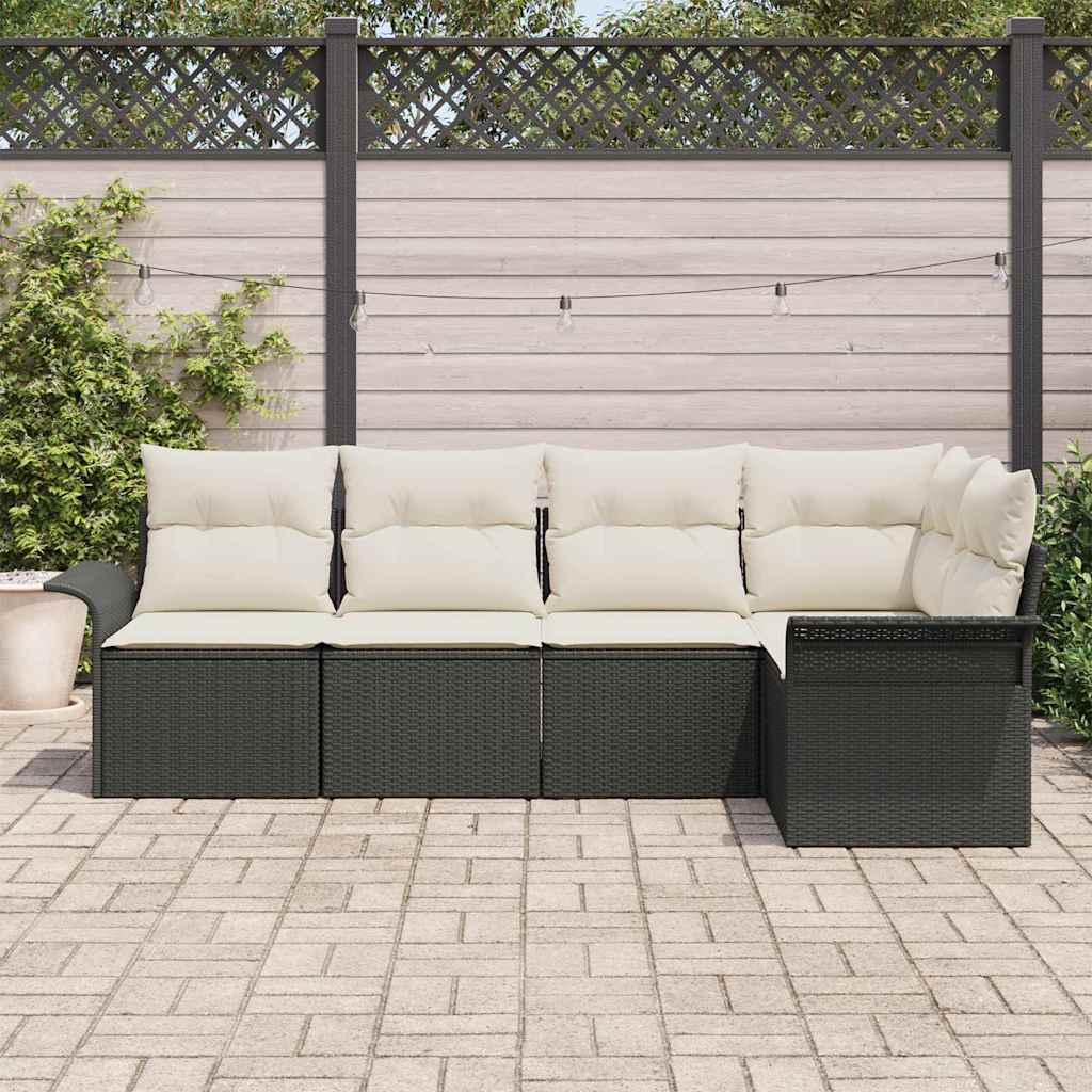 Set Divano da Giardino 5 pz Nero polyrattan | homemem39