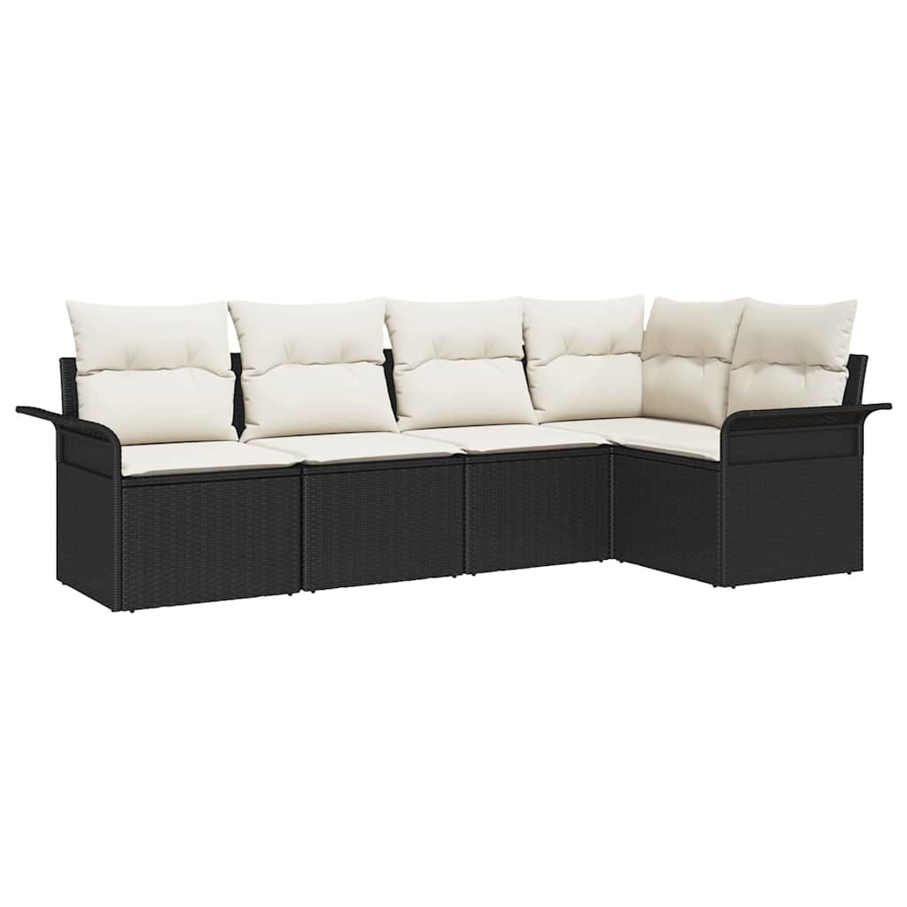 Set Divano da Giardino 5 pz Nero polyrattan | homemem39