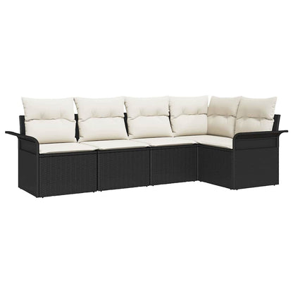 Set Divano da Giardino 5 pz Nero polyrattan | homemem39