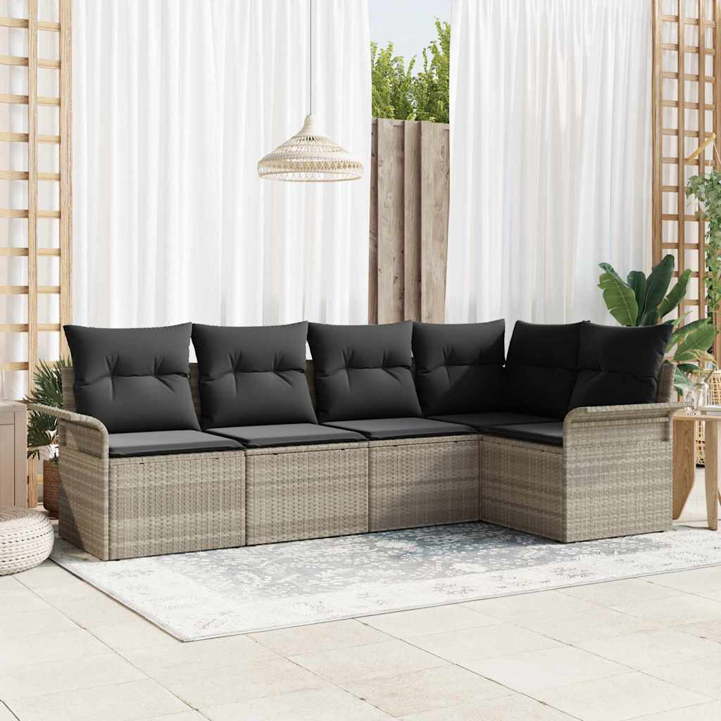 Set Divano da Giardino con cuscino 5 pcs polyrattan | homemem39