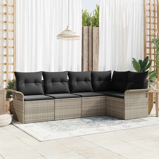 Set Divano da Giardino con cuscino 5 pcs polyrattan