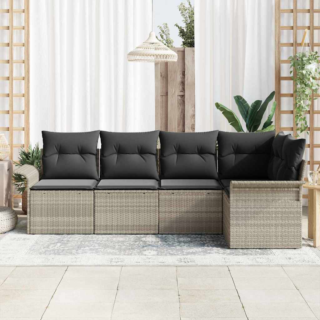 Set Divano da Giardino con cuscino 5 pcs polyrattan | homemem39