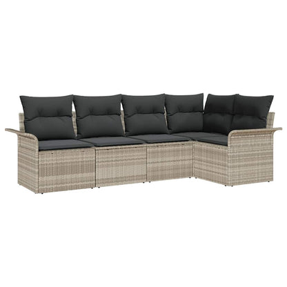 Set Divano da Giardino con cuscino 5 pcs polyrattan | homemem39