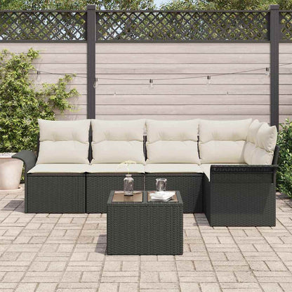 Set Divano da Giardino 6 pz Nero polyrattan | homemem39