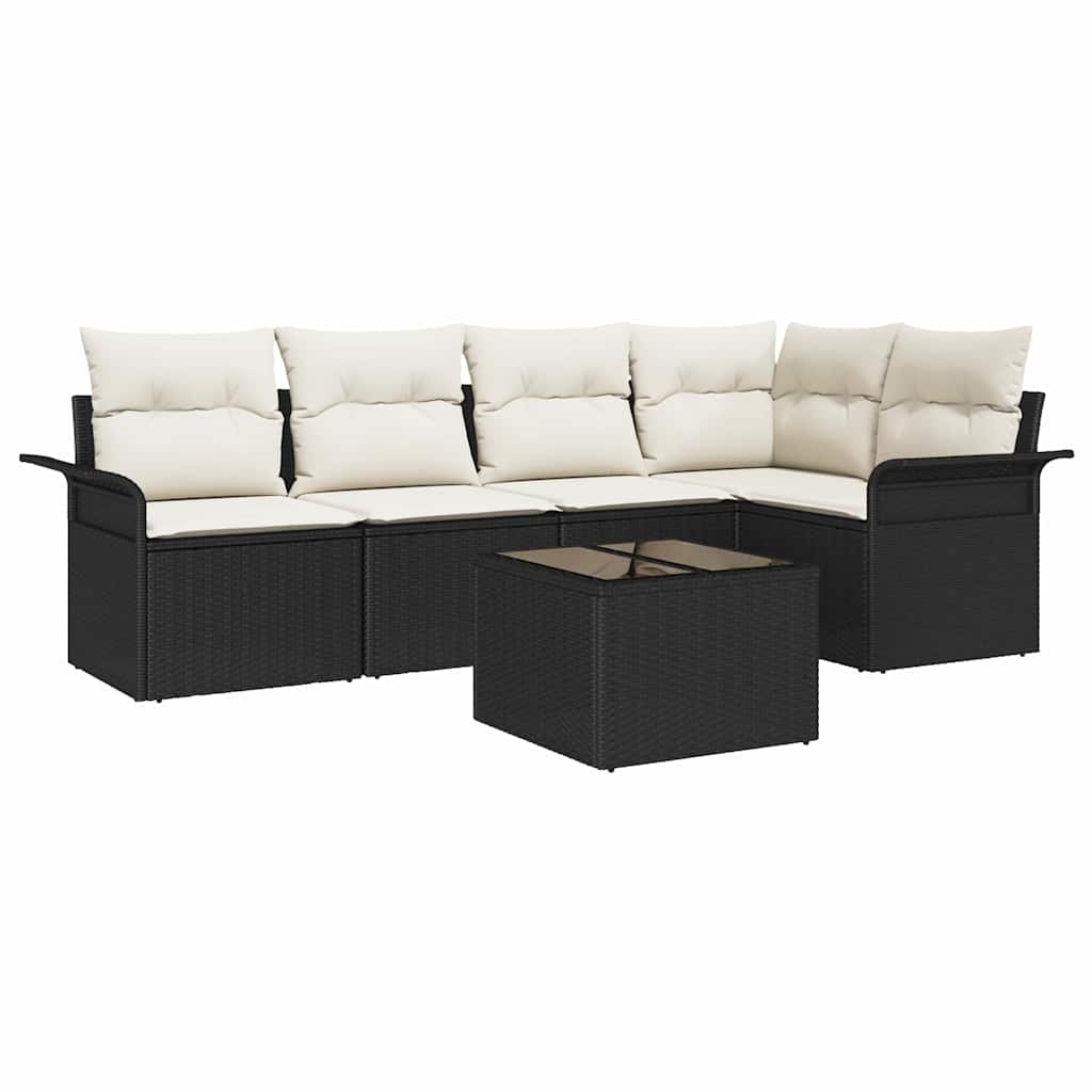 Set Divano da Giardino 6 pz Nero polyrattan | homemem39