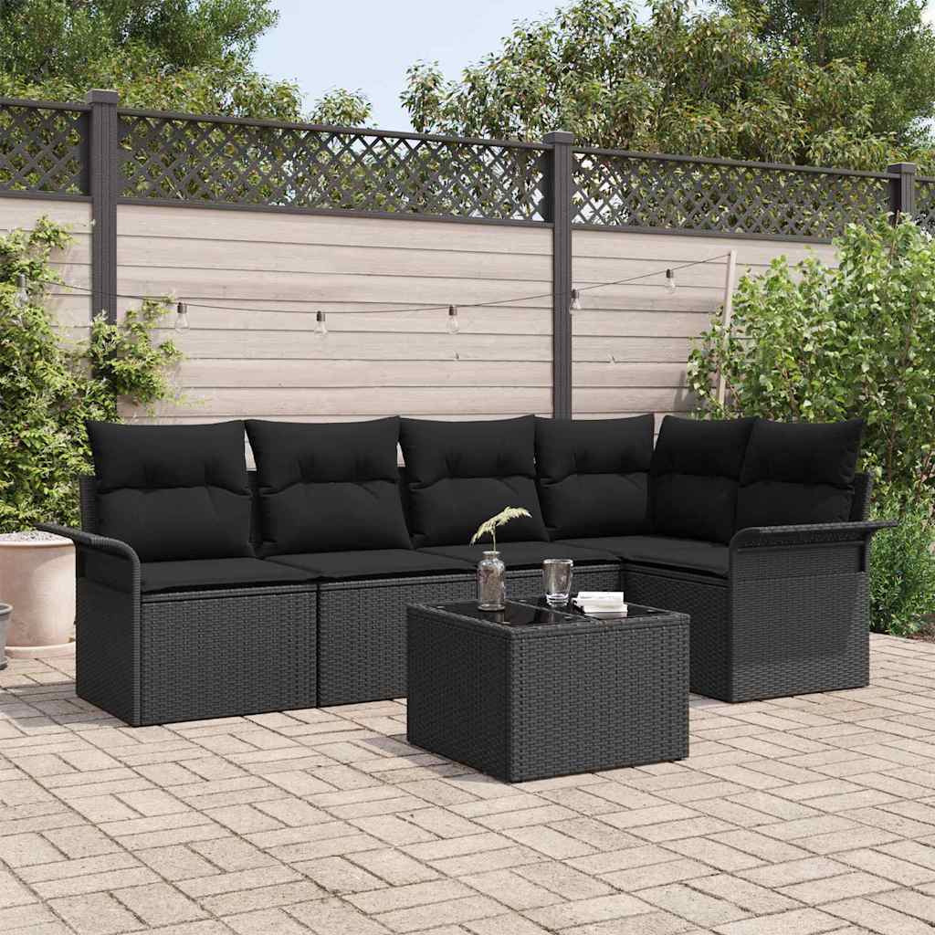 Set Divano da Giardino con cuscino 6 pcs polyrattan | homemem39