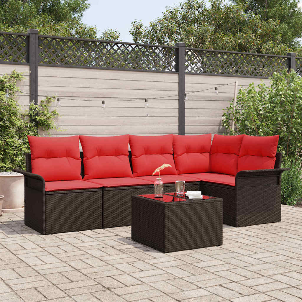 Set Divano da Giardino con cuscino 6 pcs Marrone polyrattan | homemem39