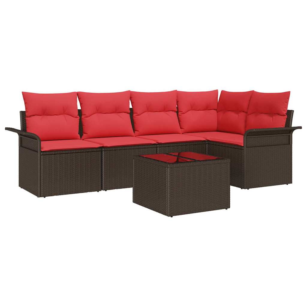 Set Divano da Giardino con cuscino 6 pcs Marrone polyrattan | homemem39