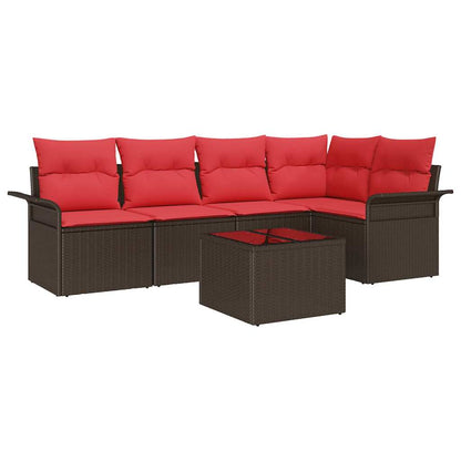 Set Divano da Giardino con cuscino 6 pcs Marrone polyrattan | homemem39