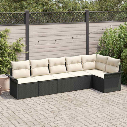 Set Divano da Giardino con cuscino 6 pcs Nero polyrattan | homemem39