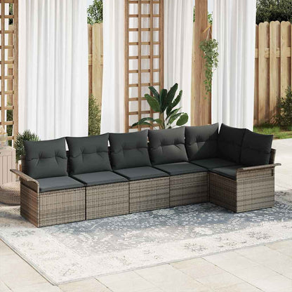 Set Divano da Giardino con cuscino 6 pcs Grigio polyrattan | homemem39