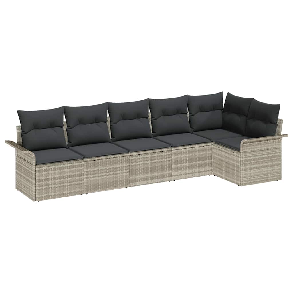 Set Divano da Giardino 6 pcs Grigio chiaro polyrattan | homemem39