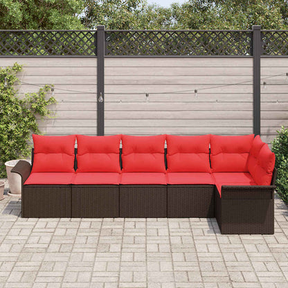 Set Divano da Giardino con cuscino 6 pcs Marrone polyrattan | homemem39