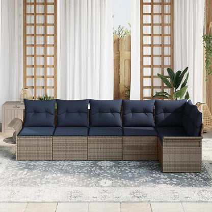 Set Divano da Giardino con cuscino 6 pcs Grigio polyrattan | homemem39