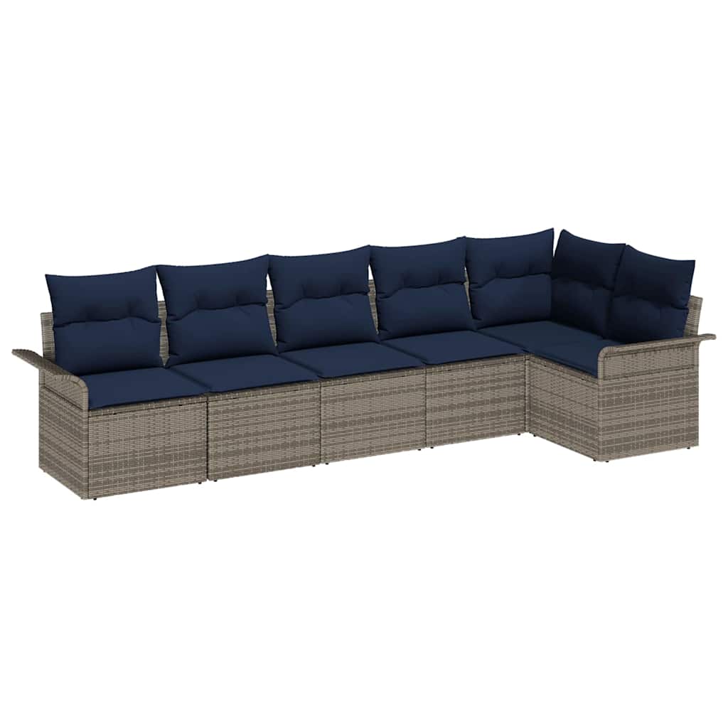 Set Divano da Giardino con cuscino 6 pcs Grigio polyrattan | homemem39