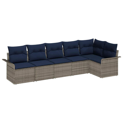 Set Divano da Giardino con cuscino 6 pcs Grigio polyrattan | homemem39