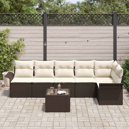 Set Divano da Giardino con cuscino 7 pcs Marrone polyrattan | homemem39