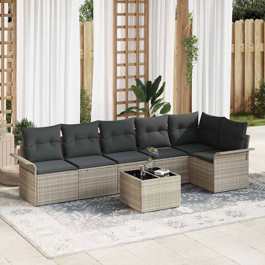 Set Divano da Giardino 7 pcs Grigio chiaro polyrattan | homemem39
