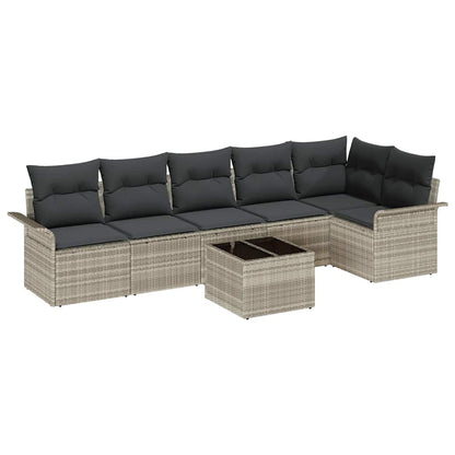 Set Divano da Giardino 7 pcs Grigio chiaro polyrattan | homemem39