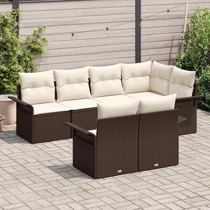 Set Divano da Giardino con cuscino 7 pcs Marrone polyrattan | homemem39