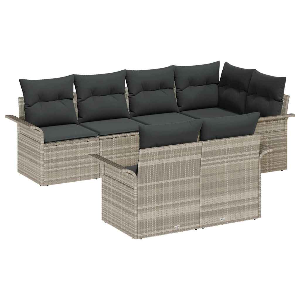 Set Divano da Giardino 7 pcs Grigio chiaro polyrattan | homemem39
