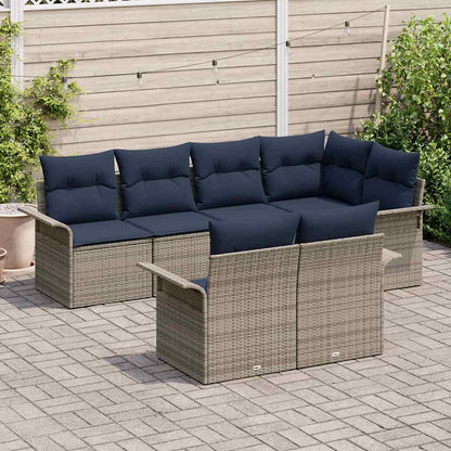 Set Divano da Giardino con cuscino 7 pcs Grigio polyrattan | homemem39