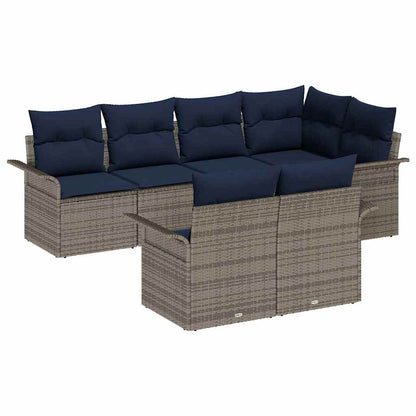 Set Divano da Giardino con cuscino 7 pcs Grigio polyrattan | homemem39