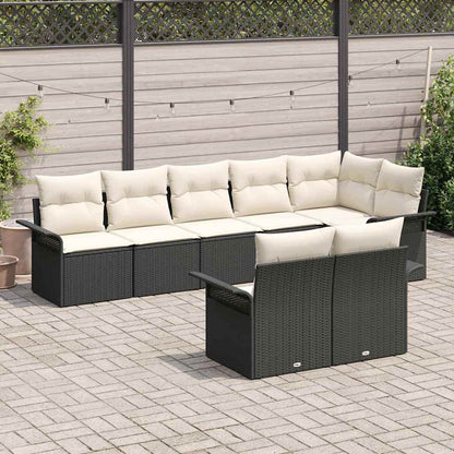 Set Divano da Giardino con cuscino 8 pcs Nero polyrattan | homemem39