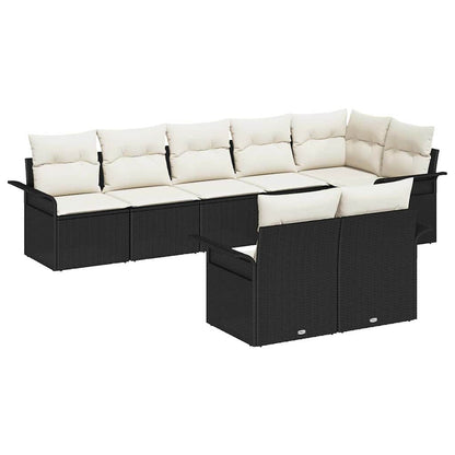 Set Divano da Giardino con cuscino 8 pcs Nero polyrattan | homemem39