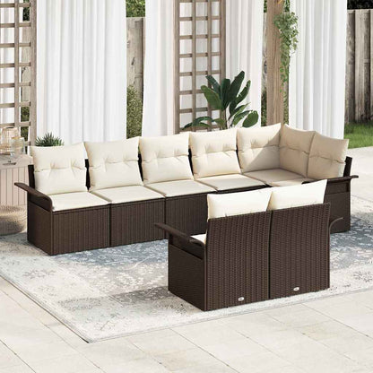 Set Divano da Giardino con cuscino 8 pcs Marrone polyrattan | homemem39