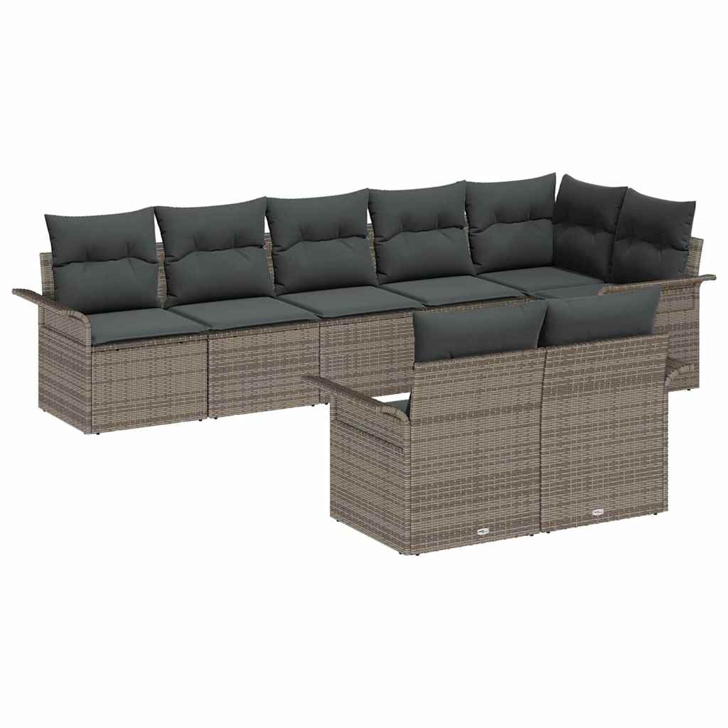 Set Divano da Giardino con cuscino 8 pcs Grigio polyrattan | homemem39