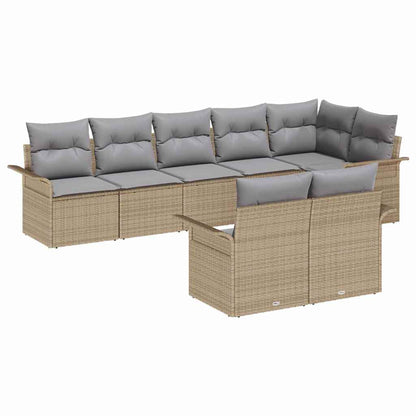 Set Divano da Giardino con cuscino 8 pcs Beige polyrattan | homemem39