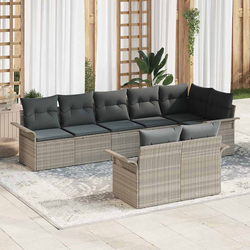 Set Divano da Giardino 8 pcs Grigio chiaro polyrattan | homemem39