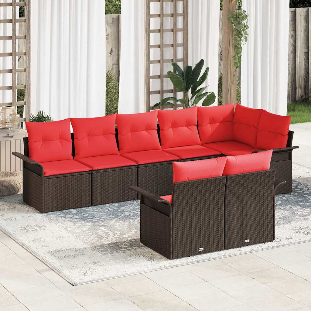 Set Divano da Giardino con cuscino 8 pcs Marrone polyrattan | homemem39