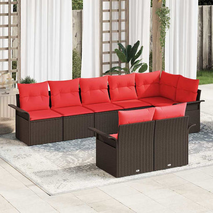 Set Divano da Giardino con cuscino 8 pcs Marrone polyrattan | homemem39