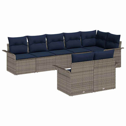 Set Divano da Giardino con cuscino 8 pcs Grigio polyrattan | homemem39