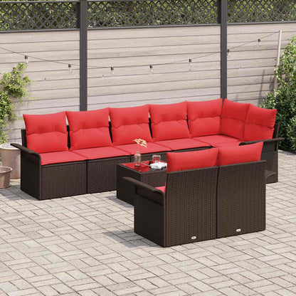 Set Divano da Giardino con cuscino 9 pcs Marrone polyrattan | homemem39