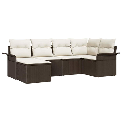 Set Divano da Giardino con cuscino 6 pcs Marrone polyrattan | homemem39