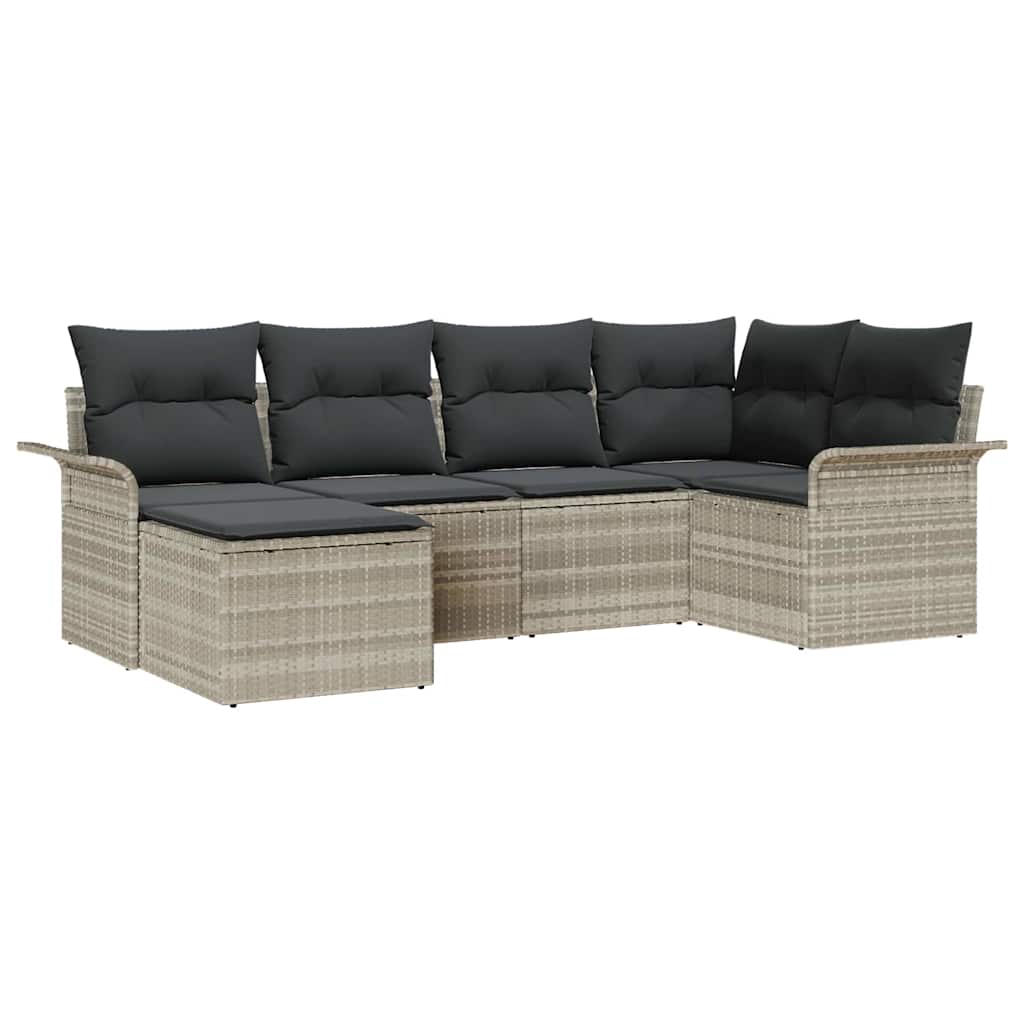 Set Divano da Giardino 6 pcs Grigio chiaro polyrattan | homemem39