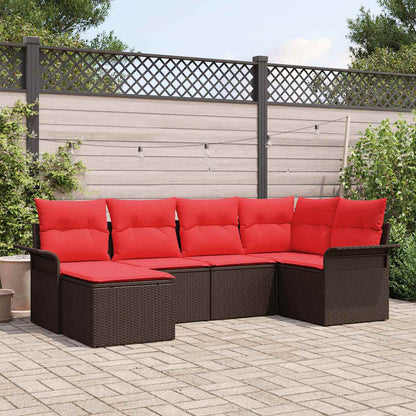 Set Divano da Giardino con cuscino 6 pcs Marrone polyrattan | homemem39