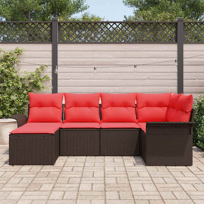 Set Divano da Giardino con cuscino 6 pcs Marrone polyrattan | homemem39