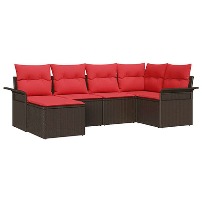 Set Divano da Giardino con cuscino 6 pcs Marrone polyrattan | homemem39