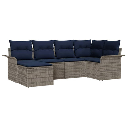 Set Divano da Giardino con cuscino 6 pcs Grigio polyrattan | homemem39