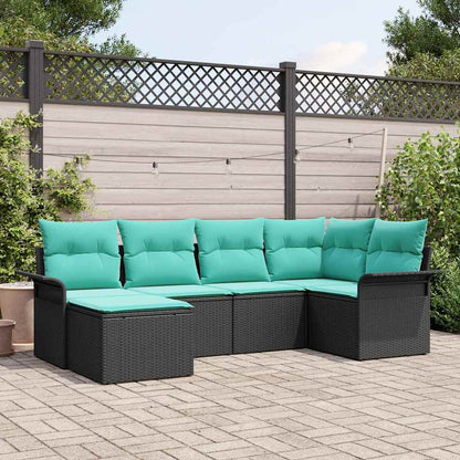 Set Divano da Giardino con cuscino 6 pcs Nero polyrattan | homemem39