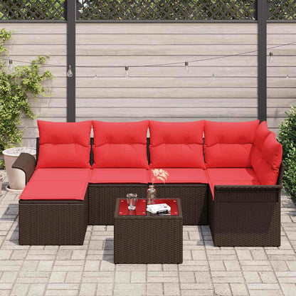 Set Divano da Giardino con cuscino 7 pcs Marrone polyrattan | homemem39
