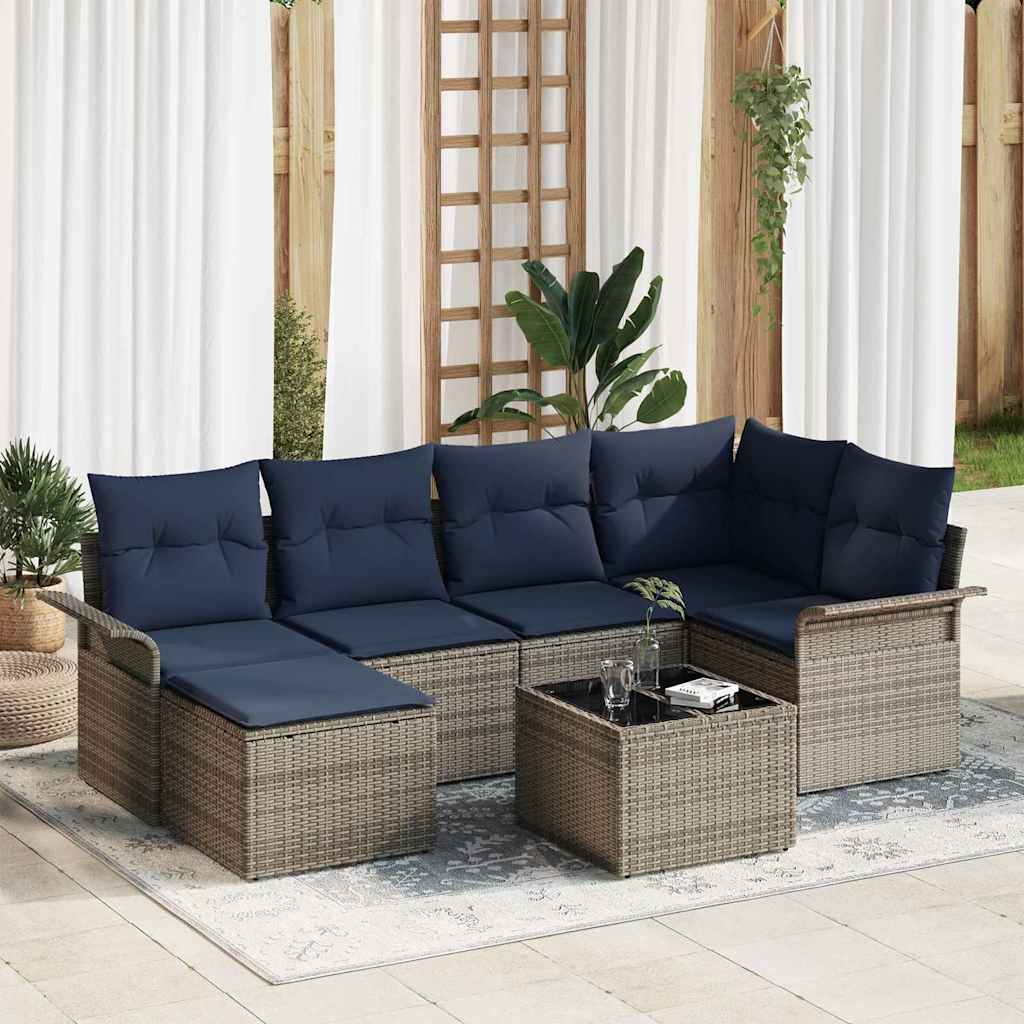 Set Divano da Giardino con cuscino Grigio polyrattan | homemem39