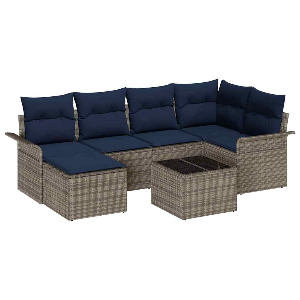 Set Divano da Giardino con cuscino Grigio polyrattan | homemem39