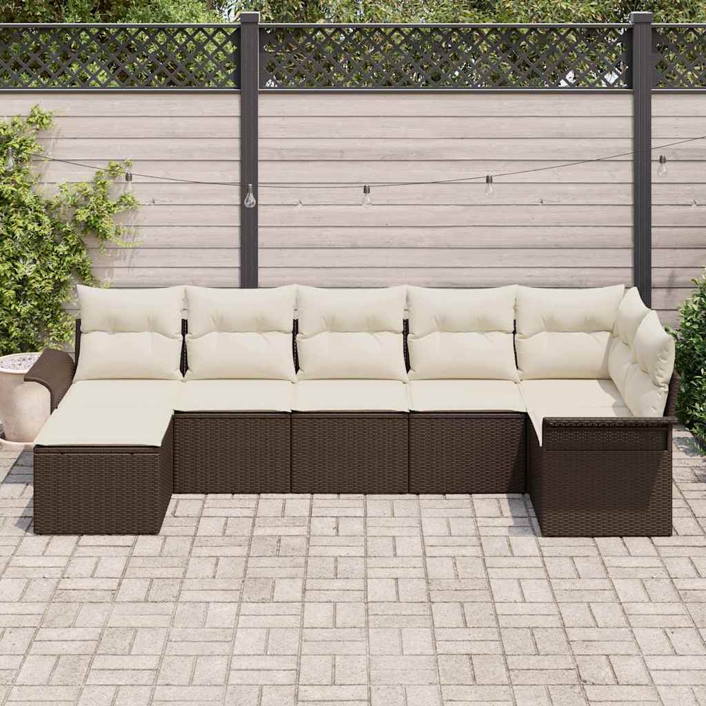 Set Divano da Giardino con cuscino 7 pcs Marrone polyrattan | homemem39