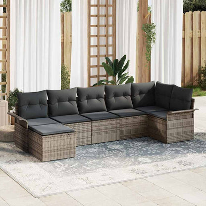 Set Divano da Giardino con cuscino 7 pcs Grigio polyrattan | homemem39
